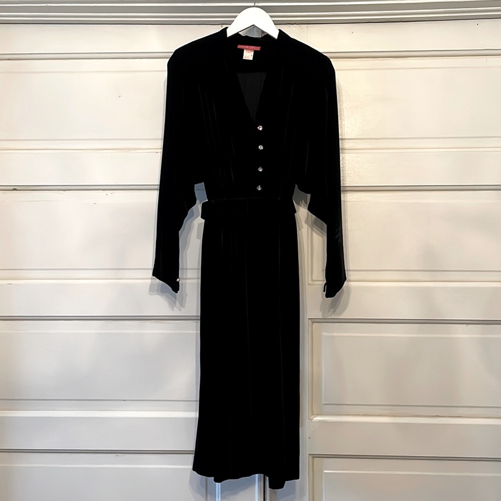 Vintage Halston III Black Velvet Dress w/ Pockets